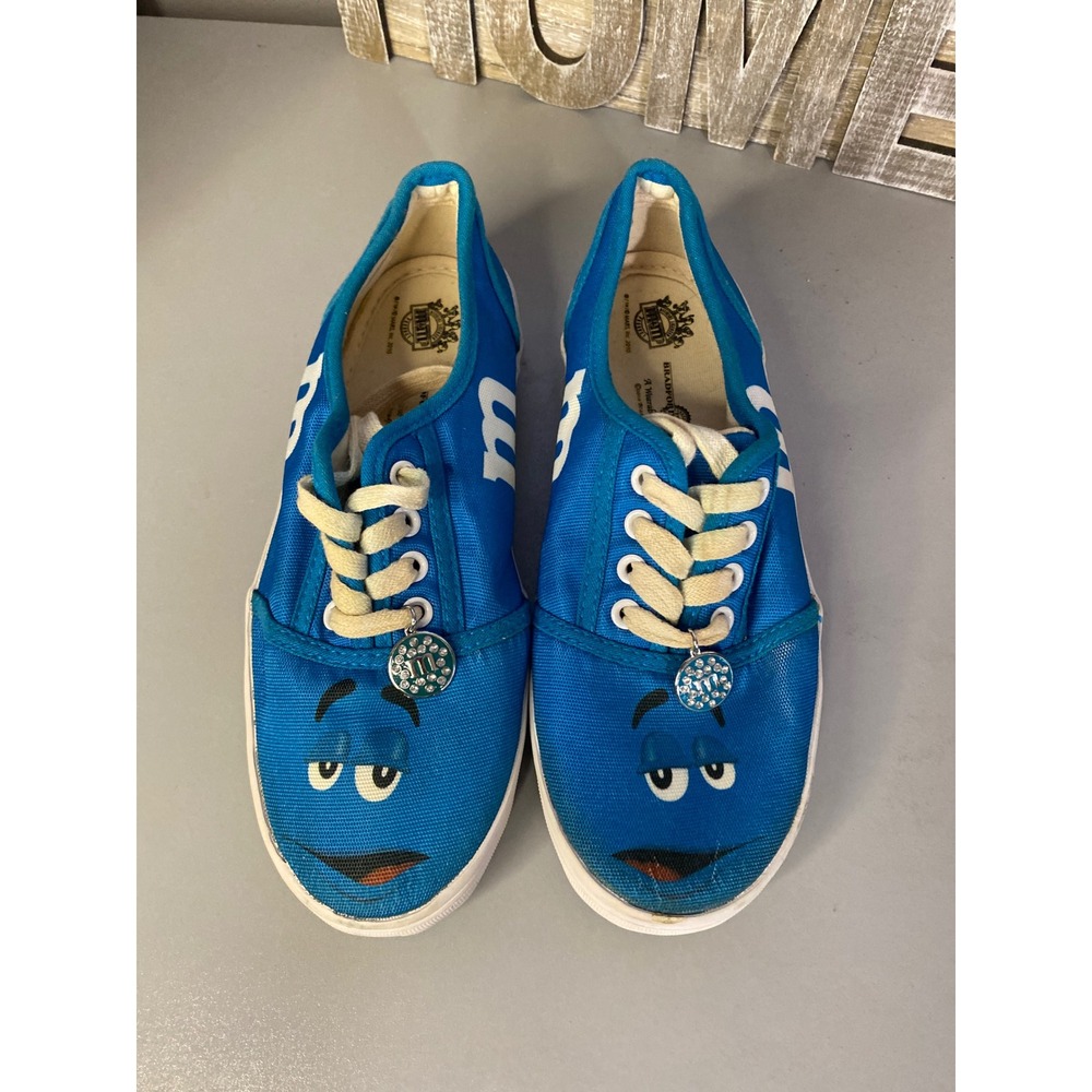 M&Ms Blue Cartoon Face Sneakers Womens Size 5.0 US‎ 3.5 UK Bradford Exchange